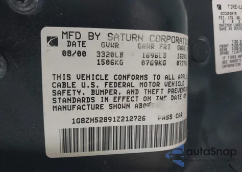 2001 Saturn Sl1 from USA, damaged, VIN 1G8ZH52891Z212726